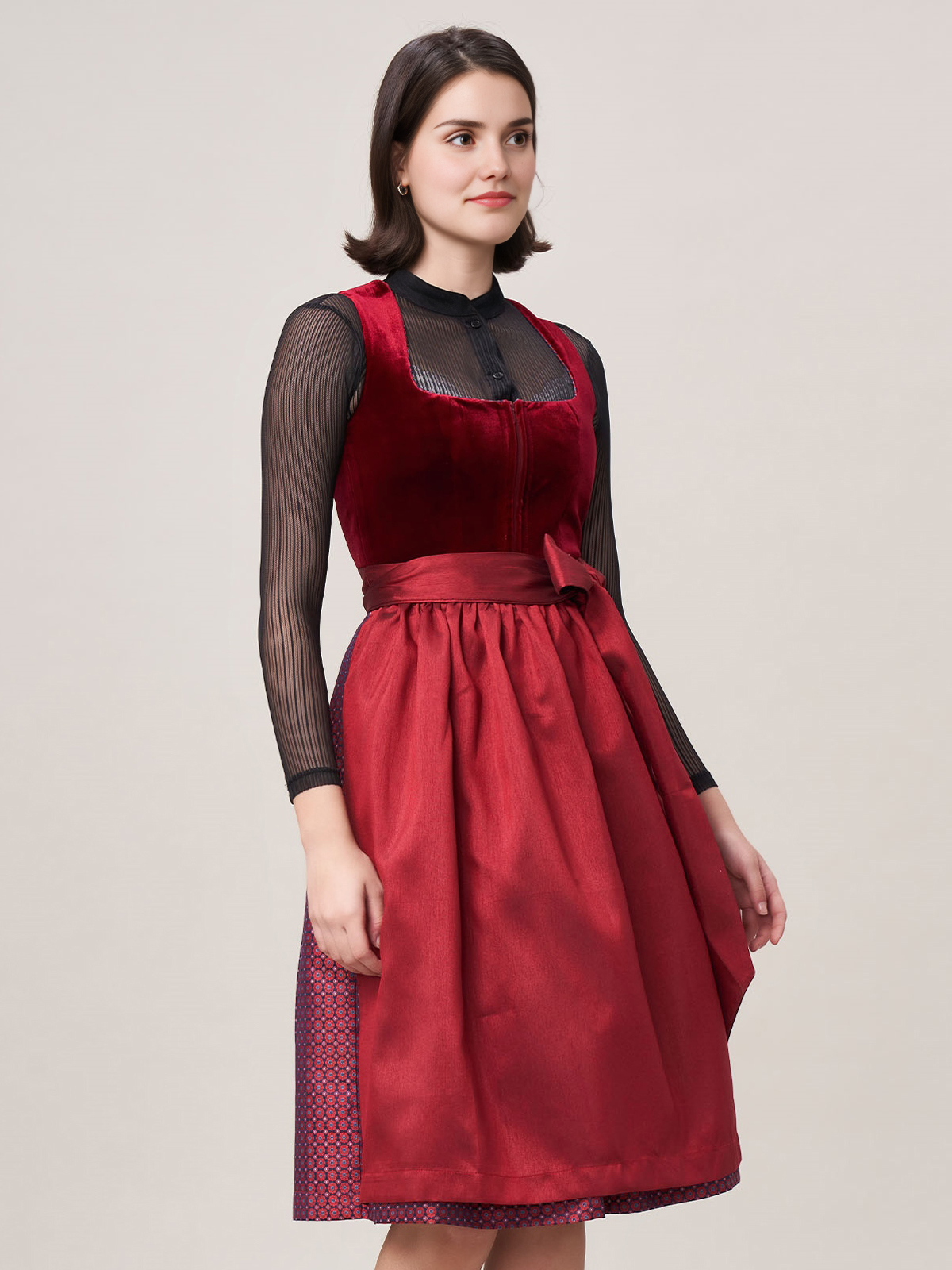 Dirndl Bluse Langarm in Rot