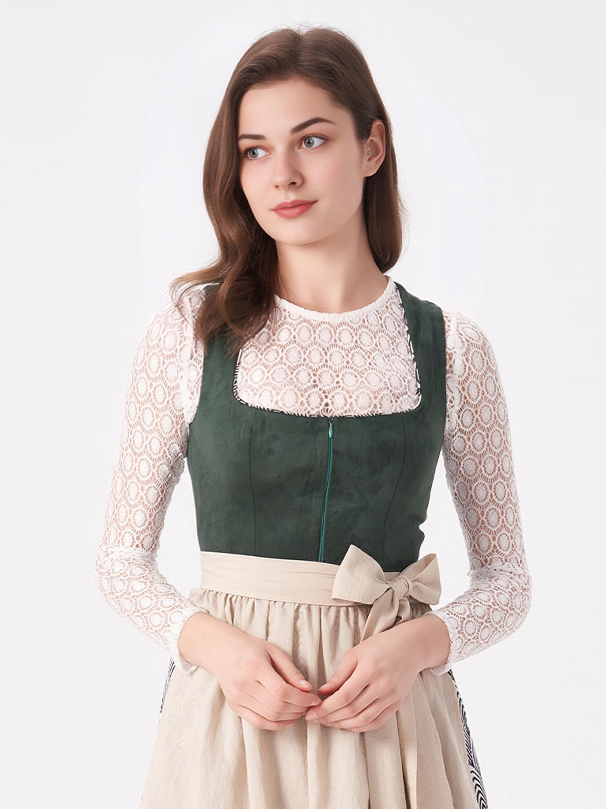 Elegantes grünes Dirndl mit floralen Details