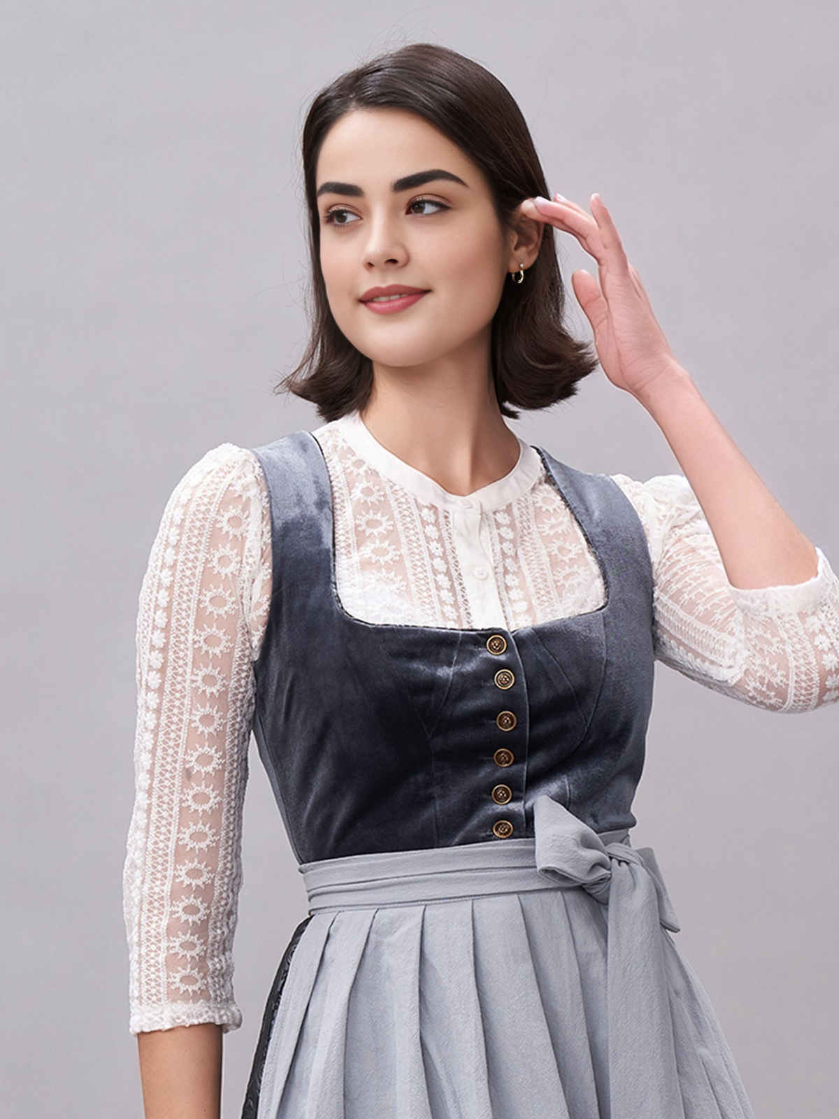 Romantischer Ehreer Dirndl in Blau