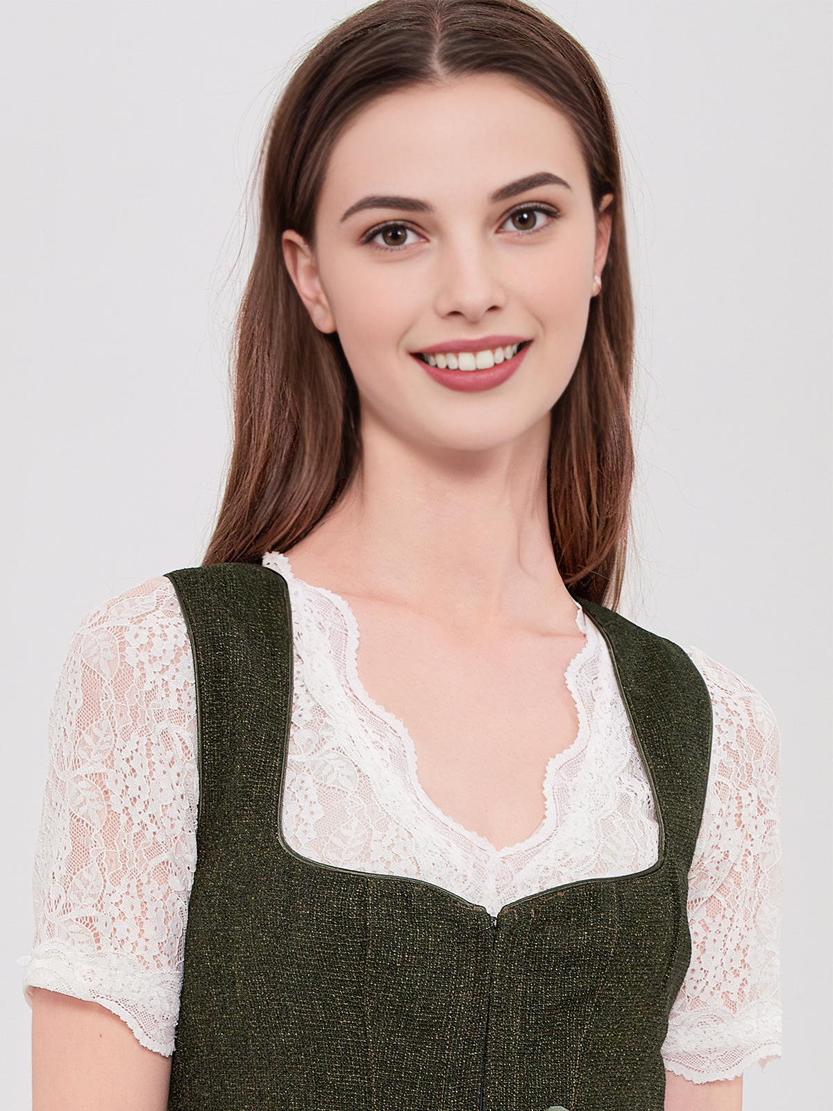 Dirndl-Bluse Langarm in Grün