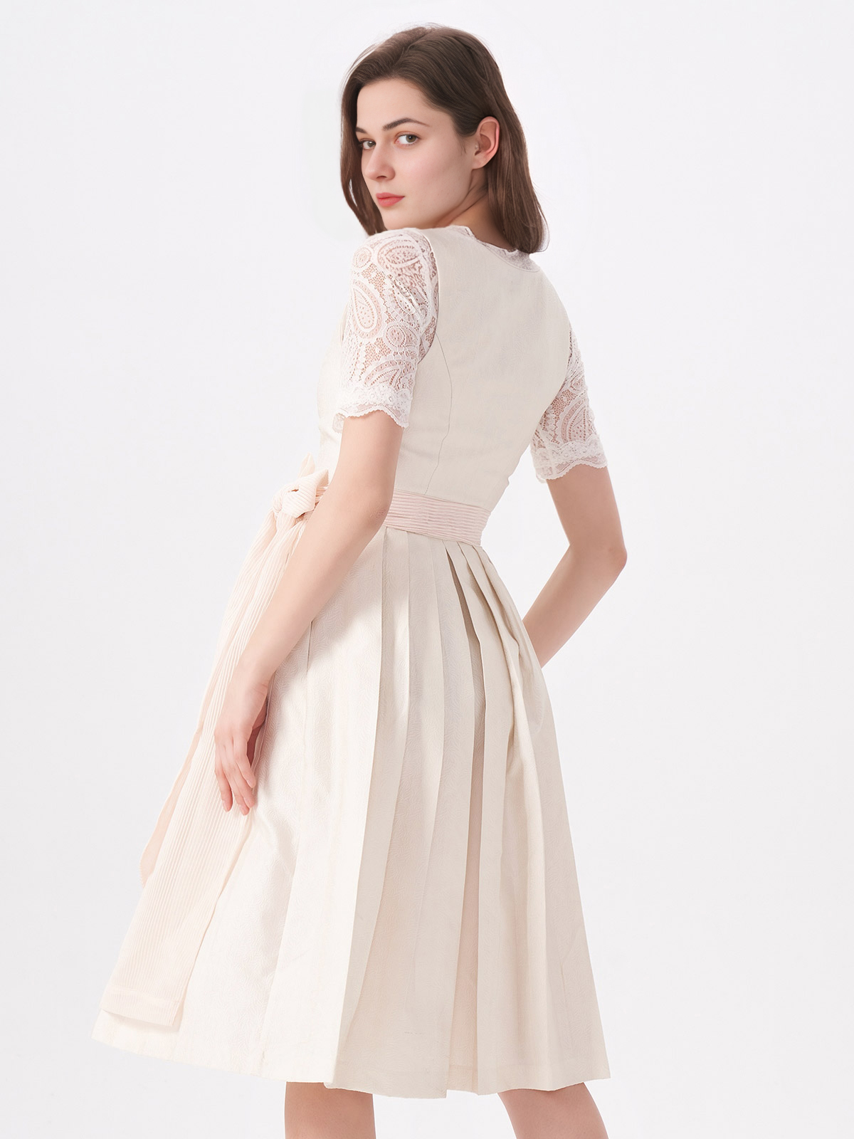 Ja Mei Dirndl in Beige mit floralen Details