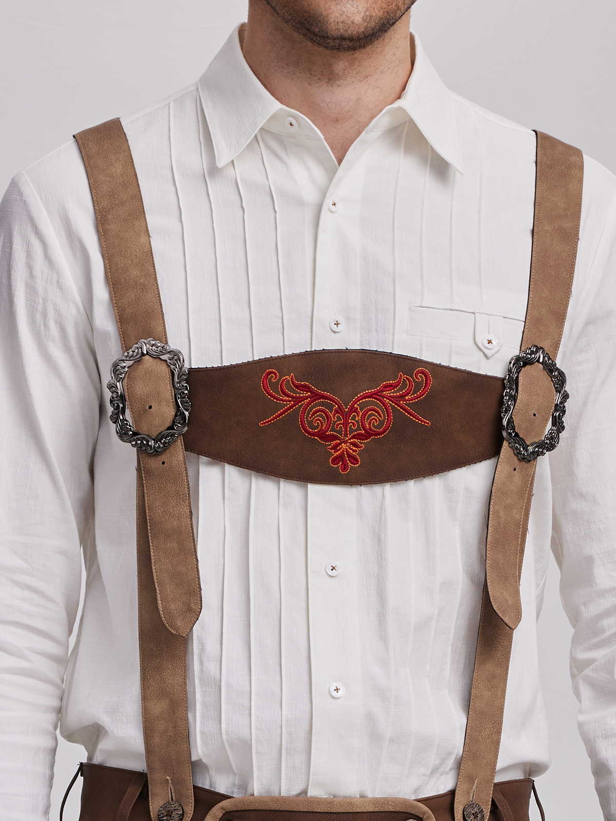 Modernes Dirndl ohne Ausschnitt in Braun